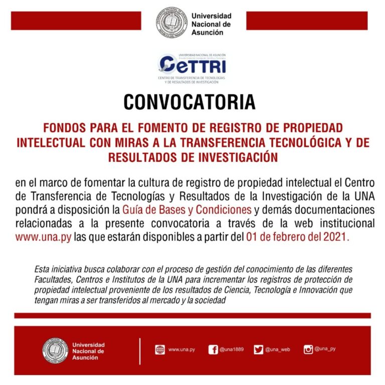 CETTRI convoca a interesados a postular por fondos para el registro de Propiedad Intelectual